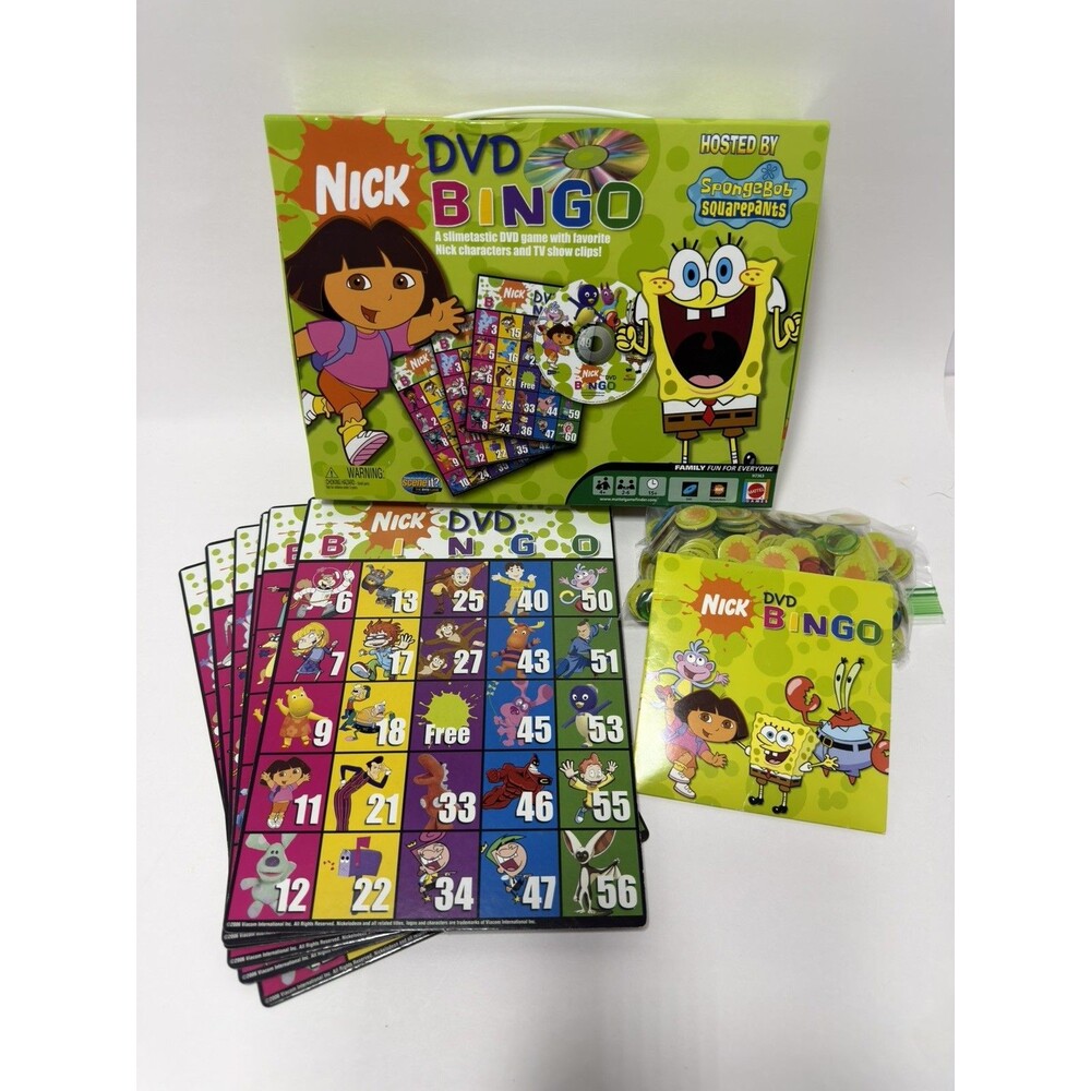 Vintage 2006 Nickelodeon DVD Bingo Game Spongebob Dora Mattel Complete Box